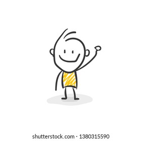 Smiling Business Stick Figure Waving Vector