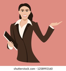 smiling business young woman , vector illustration ,flat style