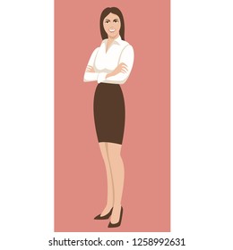smiling business young woman , vector illustration ,flat style