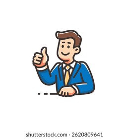Smiling businessman approves project success well