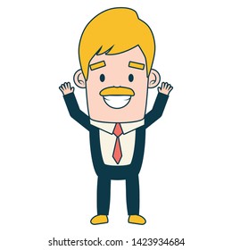 smiling businessman character on white background vector illustration