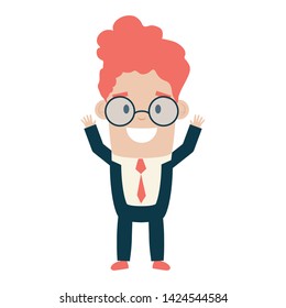 smiling businessman character on white background vector illustration
