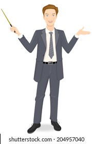 Smiling Businessman Explaining Presentation Vector Stock Vector ...