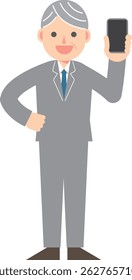 Smiling businessman holding a smartphone