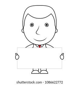 Smiling businessman line of businessman holding a blank sign
