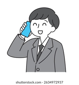 Smiling businessman on a phone call