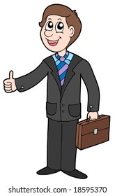 Smiling businessman on white background - vector illustration.