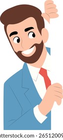 Empresário Sorridente Peeking Corner Illustration peeking, feliz Dia Internacional de Comemoração pela Abolição da Escravidão