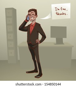 Smiling Businessman with the phone, vector