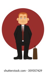  smiling businessman with a red circle background