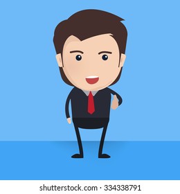 Smiling businessman shows the thumb up.