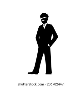 smiling businessman silhouette