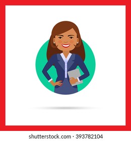 Smiling businesswoman with notebook