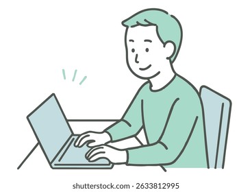 Smiling Businesswoman Using Laptop on white background