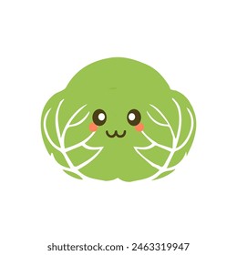 Smiling cabbage character in kawaii style