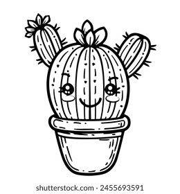 Smiling Cacti Jubilee: Disney Pixar-style Coloring Bliss Unleashed!