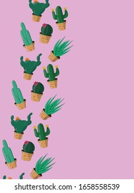 Actos sonrientes en macetas ilustraciones vectoriales sobre fondo rosa
