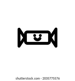 Smiling Candy Food Snack Yummy Monoline Symbol Icon Logo for Graphic Design UI UX and Website