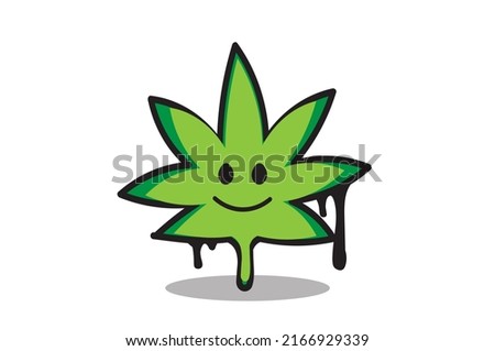 smiling cannabis leaf vector illustration lonely on a white background medical marijuana weed marijuana character concept