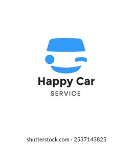 Projeto de logotipo de vetor de carro sorridente. Conceito de serviço de carro para automotivo, logotipo, transporte, monograma e marca de corrida e identidade