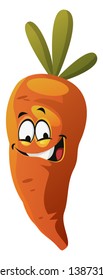Smiling carrot face illustration vector on white background