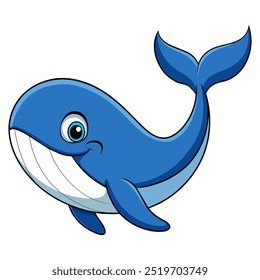 Smiling Cartoon Blue Whale Character