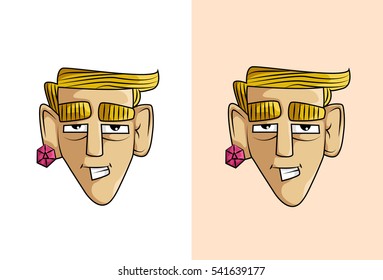 Smiling cartoon boy face. Vector illustration