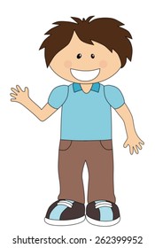 Smiling cartoon boy isolated on white