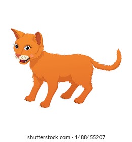Smiling cartoon cat isolated on white background.