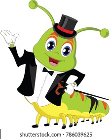 Smiling cartoon caterpillar vector 