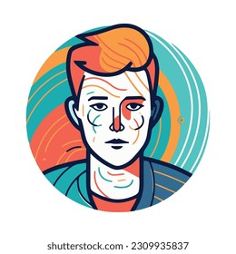 Smiling cartoon character in modern design isolated