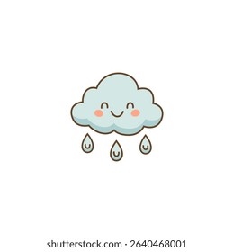 Smiling cartoon cloud icon in soft pastel style, ideal for kids weather books, educational apps, and climate visuals