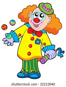 Smiling cartoon clown - vector illustration.