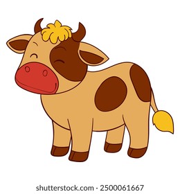 Smiling Cartoon Cow Drawing for Children's Books