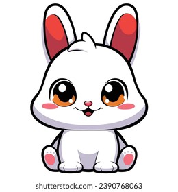 Smiling Cartoon Cute Bunny - Delightful and Adorable Rabbit Illustration