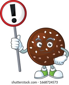 Smiling cartoon design of chokladboll with a sign
