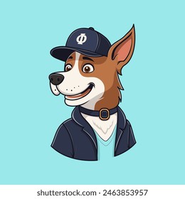 Smiling cartoon dog character iIllustration design