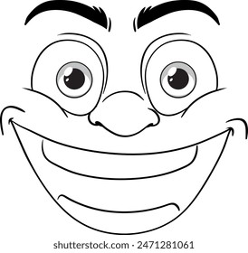 Smiling cartoon face with big eyes