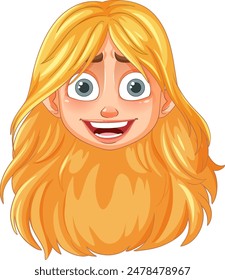 Smiling cartoon face with blonde hair