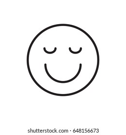 Smiling Cartoon Face Closed Eyes Positive People Emotion Icon Vector Illustration