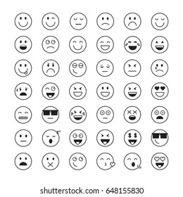 Smiling Cartoon Face Positive People Emotion Stock Vector (royalty Free 