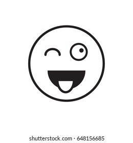 Smiling Cartoon Face Show Tongue Positive People Emotion Icon Vector Illustration
