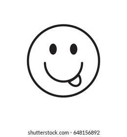 Smiling Cartoon Face Show Tongue Positive People Emotion Icon Vector Illustration