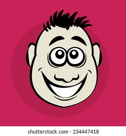 Smiling cartoon face, vector illustration