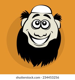 Smiling cartoon face, vector illustration
