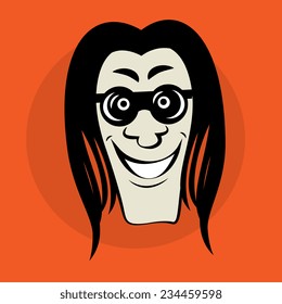 Smiling cartoon face, vector illustration