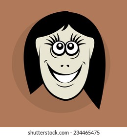 Smiling cartoon face, vector illustration