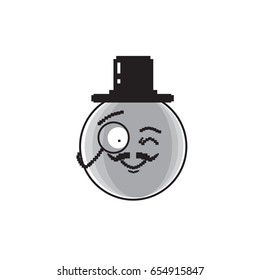 Smiling Cartoon Face Wear Aristocrat Hat Positive People Emotion Icon Vector Illustration