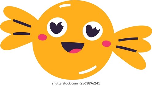 Smiling cartoon figure with joyful expression and playful design. Vector Illustration.