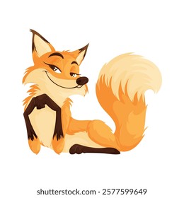 Smiling Cartoon Fox in Relaxed Pose